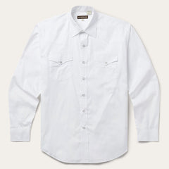 Men Western Shirts | Stetson White Pinpoint Oxford Western Shirt White