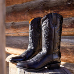 Men Western | Stetson Ames Corded & Burnished Leather Boot Black