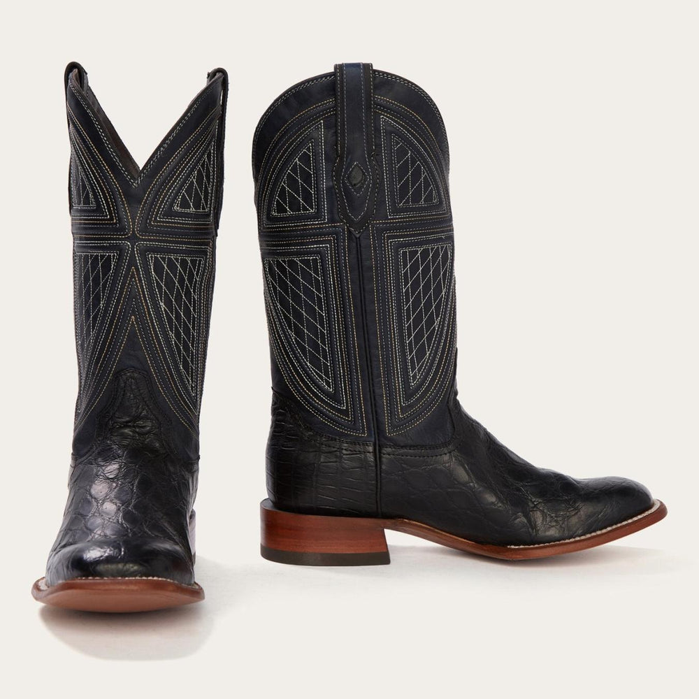 Men Western | Stetson Black Falls Alligator Cowboy Boot Black