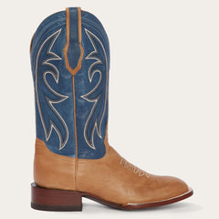 Men Western | Stetson Casper Tan & Blue Matte Cowboy Boot Tan