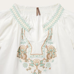 Women Blouses | Stetson Cotton Voile Peasant Blouse White