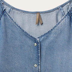 Women Blouses | Stetson Denim Snap Front Blouse Blue