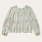 Women Blouses | Stetson Mandala Print Peasant Blouse Blue