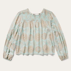 Women Blouses | Stetson Mandala Print Peasant Blouse Blue