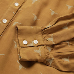Women Blouses | Stetson Mojave Longhorn Print Poet Blouse Brown