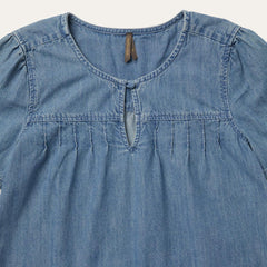 Women Blouses | Stetson Short-Sleeved Denim Blouse Blue