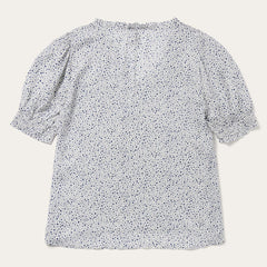 Women Blouses | Stetson Stars Print Peasant Blouse White