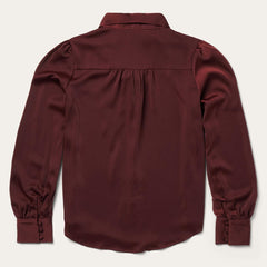 Women Blouses | Stetson Wine Satin Blouse Red