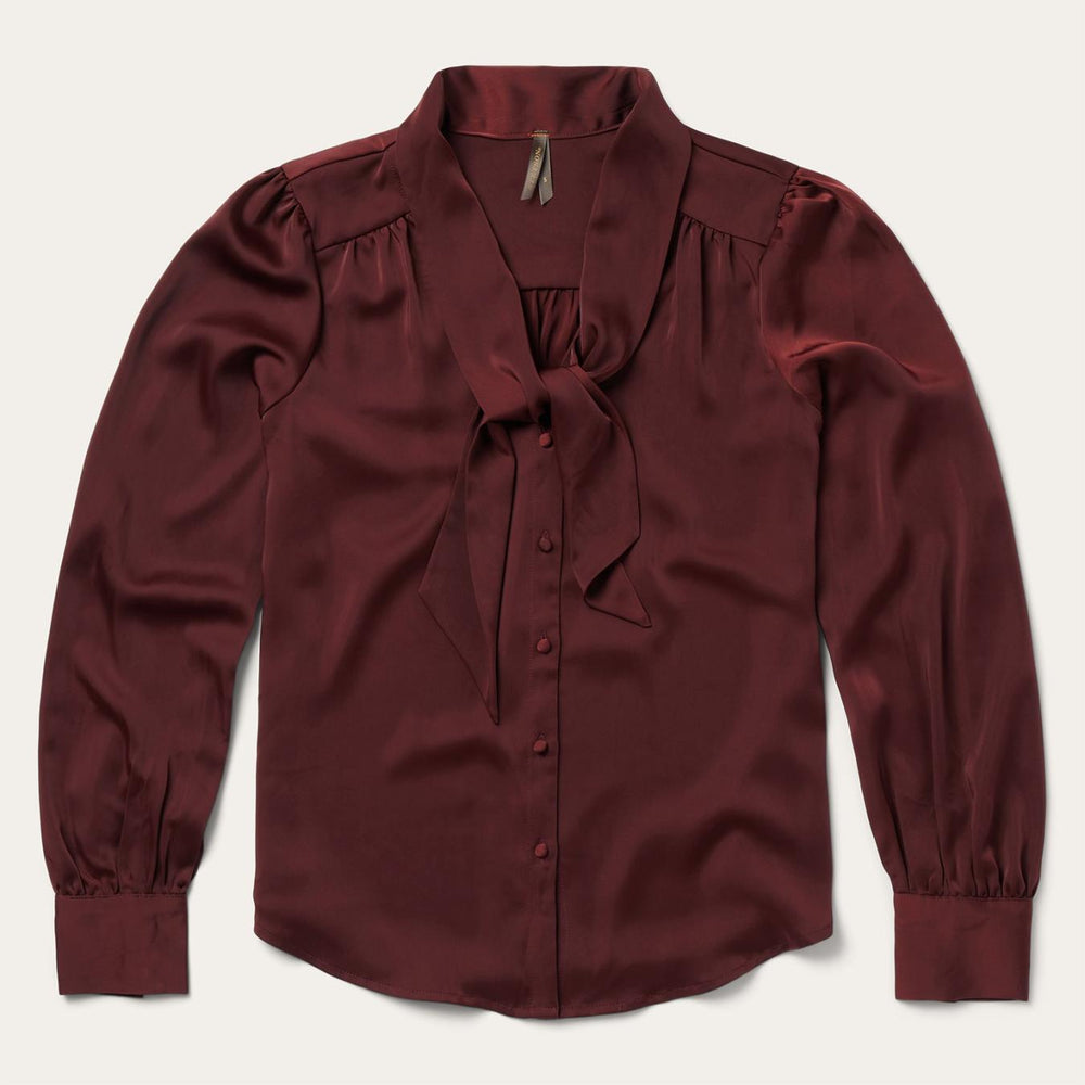 Women Blouses | Stetson Wine Satin Blouse Red