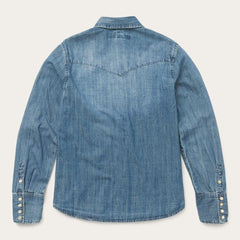 Women Denim Shirts | Stetson Denim Snap Front Western Shirt Blue