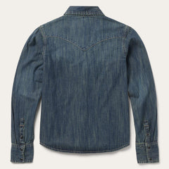 Women Denim Shirts | Stetson Dirty Denim Boyfriend Fit Shirt Blue