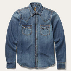 Women Denim Shirts | Stetson Distressed Denim Shirt Blue