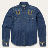 Women Denim Shirts | Stetson Embroidered Dark Denim Western Shirt Blue