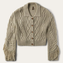 Women Fringe Jackets | Stetson Cream Fringed Cardigan Tan