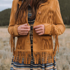 Women Fringe Jackets | Stetson Fringe Suede Jacket Tan