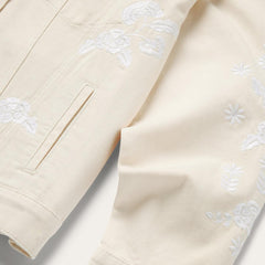 Women Jackets | Stetson Embroidered Cream Denim Jacket White
