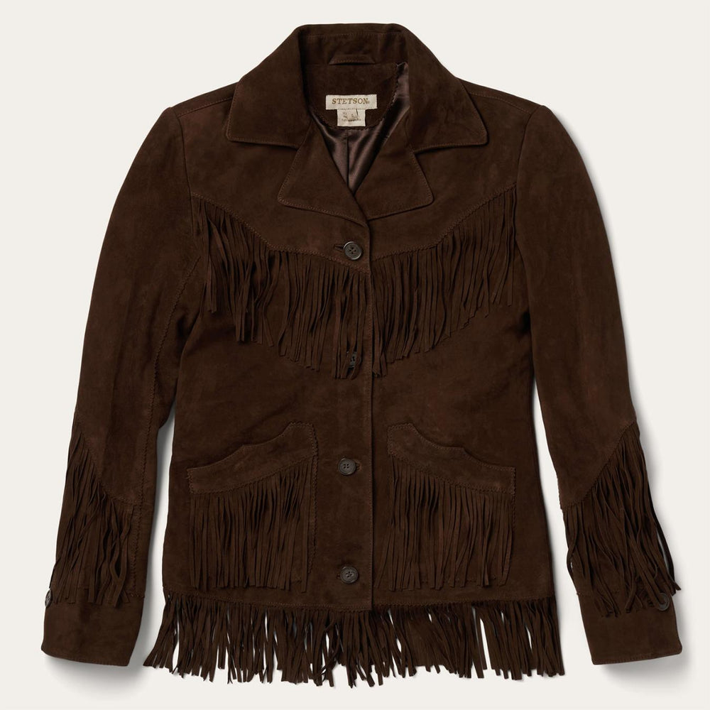 Women Jackets | Stetson Fringe Suede Jacket Chocolate