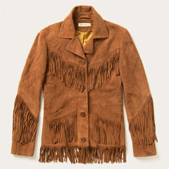 Women Jackets | Stetson Lamb Suede Fringed Jacket Brown