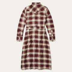 Women Midi | Stetson Black Cherry Plaid Shirt Dress Red