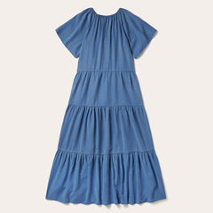 Women Midi | Stetson Denim Long Three Tiered Dress Blue