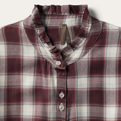 Women Midi | Stetson Gaucho Plaid Prairie Shirt Dress Wine