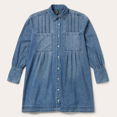 Women Mini | Stetson Denim Button Front Shirt Dress Blue
