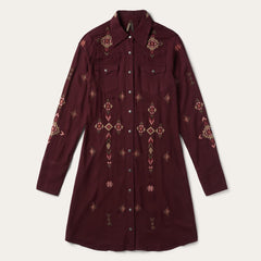 Women Mini | Stetson Embroidered Shirt Dress Wine