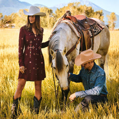 Women Mini | Stetson Embroidered Shirt Dress Wine