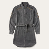 Women Mini | Stetson Embroidered Snap Front Shirt Dress Black