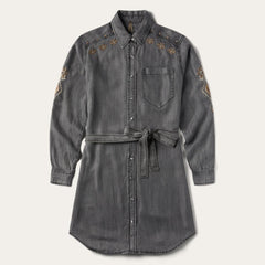 Women Shirt Dresses | Stetson Embroidered Snap Front Shirt Dress Black