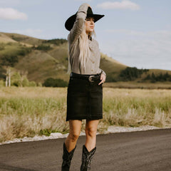 Women Skirts & Shorts | Stetson Black Denim 5-Pocket Skirt Black
