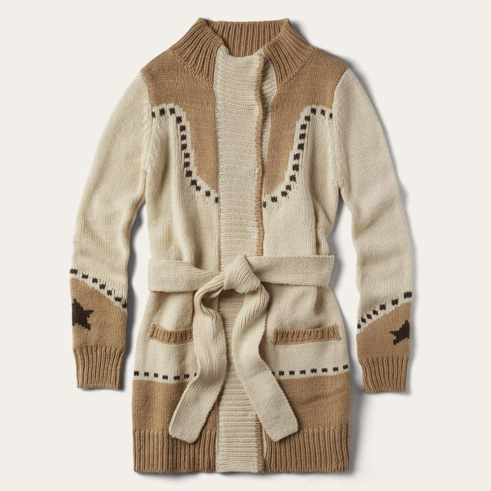 Women Sweaters | Stetson Horseshoe & Star Belted Cardigan White