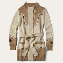 Women Sweaters | Stetson Horseshoe & Star Belted Cardigan White