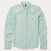 Women Western Shirts | Stetson Aqua Crepe Western Shirt Blue