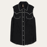 Women Western Shirts | Stetson Black Sleeveless Western Shirt Black