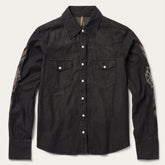 Women Western Shirts | Stetson Embroidered Black Denim Shirt Black
