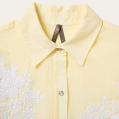 Women Western Shirts | Stetson Embroidered Cotton Lawn Snap Front Shirt Yellow