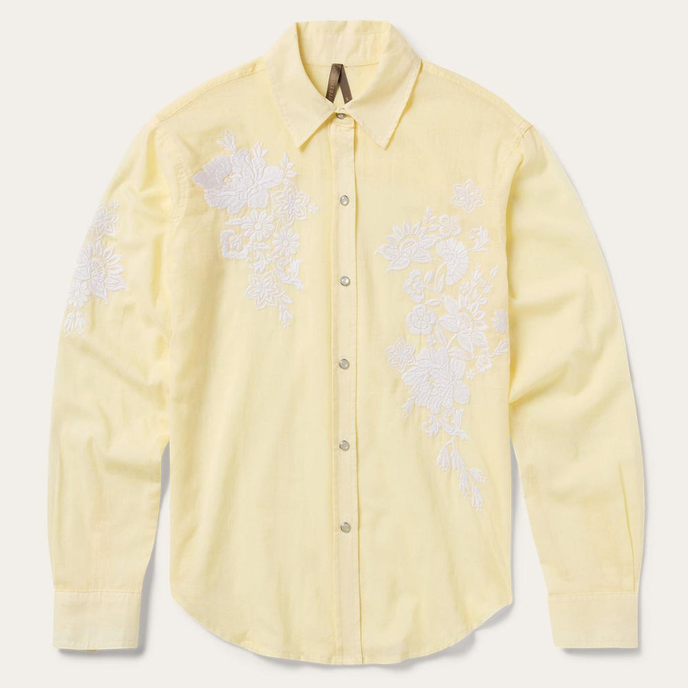 Women Western Shirts | Stetson Embroidered Cotton Lawn Snap Front Shirt Yellow