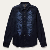 Women Western Shirts | Stetson Embroidered Dark Denim Snap Front Shirt Blue