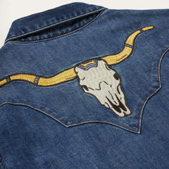 Women Western Shirts | Stetson Embroidered Dark Denim Western Shirt Blue