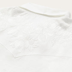 Women Western Shirts | Stetson Floral Embroidered White Linen Shirt White