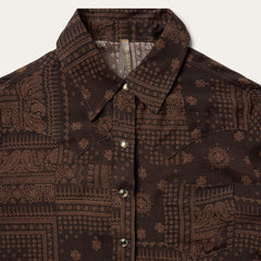 Women Western Shirts | Stetson Patchwork Bandana Print Shirt Brown