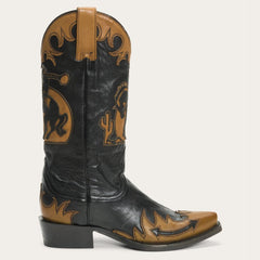 Women Western | Stetson Faye Cowgirl & Horse Underlay Leather Boot Black