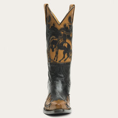 Women Western | Stetson Faye Cowgirl & Horse Underlay Leather Boot Black