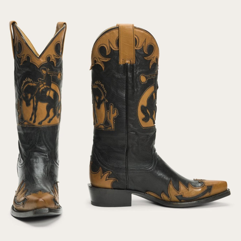 Women Western | Stetson Faye Cowgirl & Horse Underlay Leather Boot Black