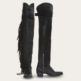 Women Western | Stetson Glam Over-The-Knee Fringe Boot Black Leather