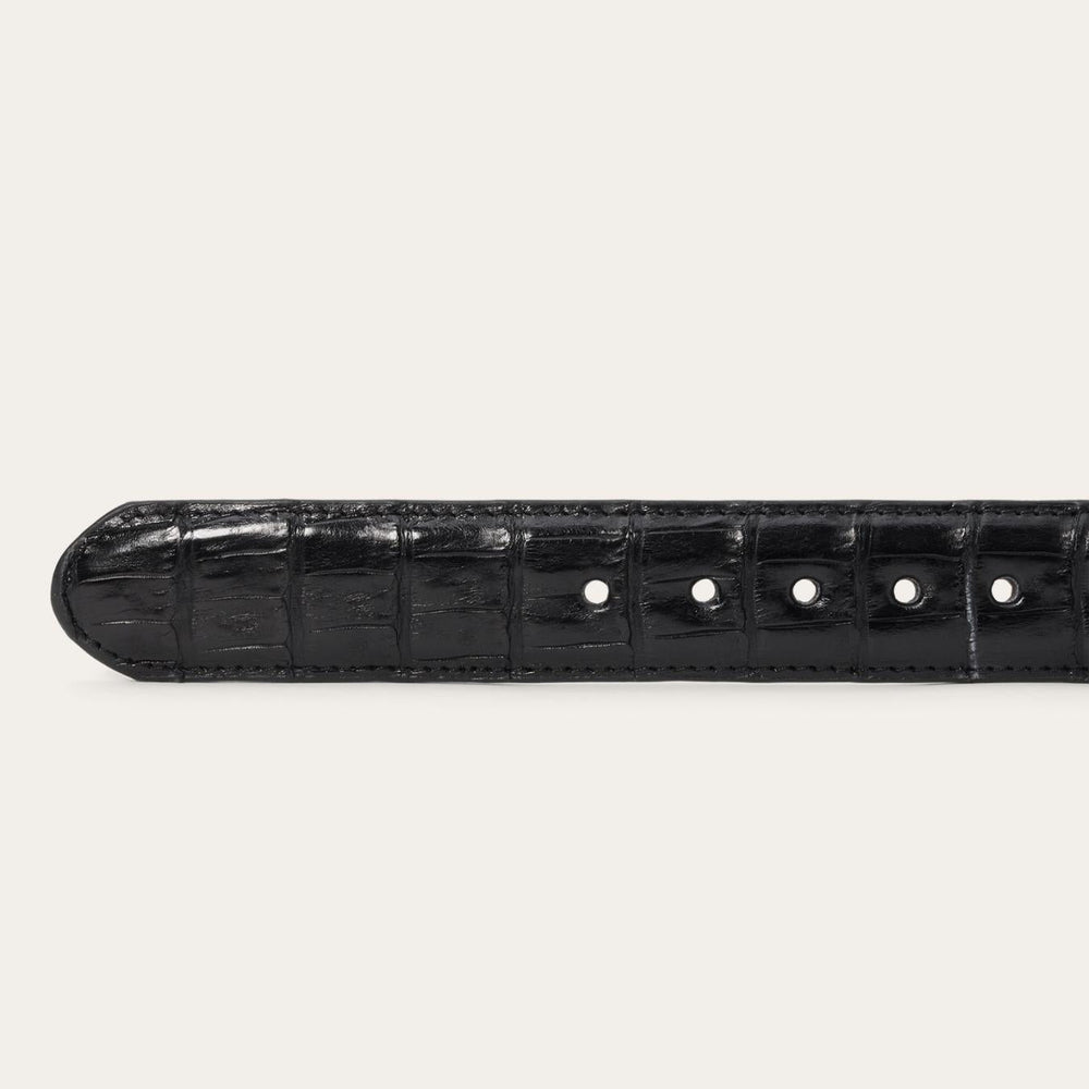 Men Belts | Stetson Caiman Western Tab Belt - 1 1/4" Width Black Classic
