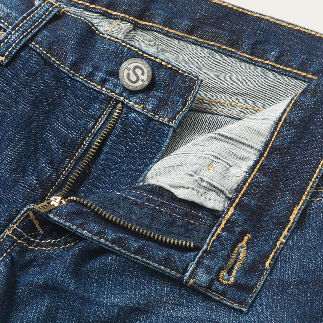Men Boot Cut | Stetson 1014 Fit Semi-Destructed Wash Jeans Blue