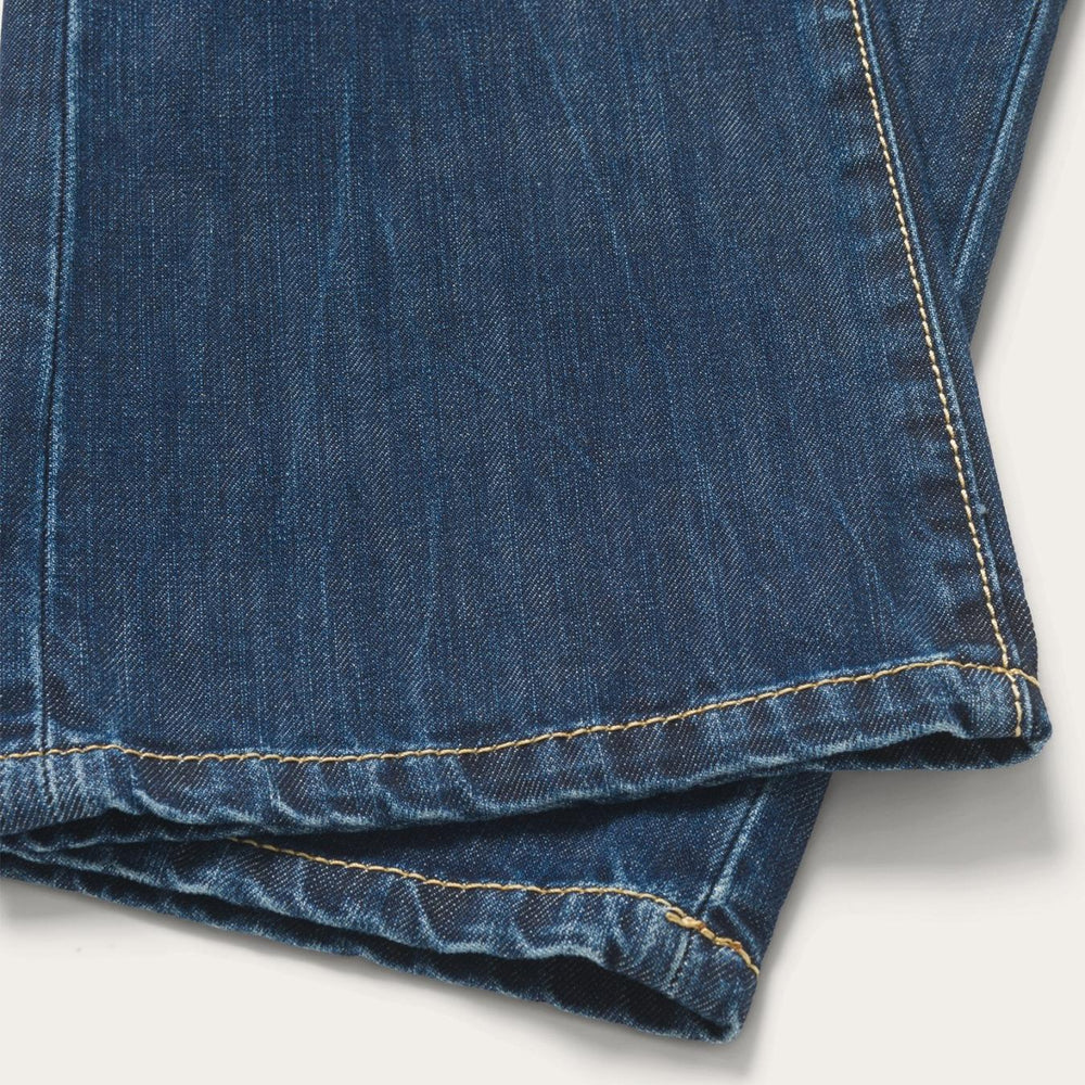 Men Boot Cut | Stetson 1014 Fit Semi-Destructed Wash Jeans Blue