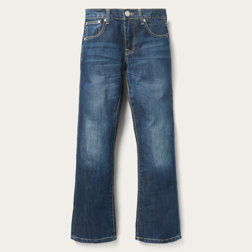 Men Boot Cut | Stetson 1014 Fit Semi-Destructed Wash Jeans Blue